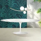 Saarinen Tulip Tisch H 74 cm ausziehbar in Florim Keramik Hochglanz Weiß - Scharlachrot Viadurini