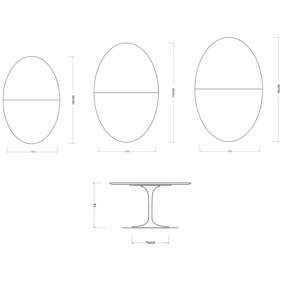 Saarinen Tulip Tisch H 74 cm ausziehbar in Florim Keramik Hochglanz Weiß - Scharlachrot Viadurini