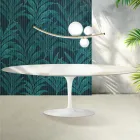 Saarinen Tulip Tisch H 74 cm ausziehbar in Florim Calacatta Gold Glanzkeramik - Scharlachrot Viadurini