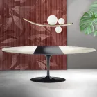 Saarinen Tulip Tisch H 74 cm ausziehbar in Florim Calacatta Gold Matt Keramik - Scharlachrot Viadurini