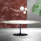 Saarinen Tulip Tisch H 74 cm ausziehbar in Florim Statuario Mattkeramik - Scharlachrot Viadurini