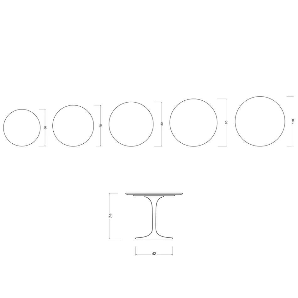 Saarinen Tulpentisch H 74 cm in Mattweiß Florim Keramik - Scharlachrot Viadurini