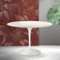 Saarinen Tulip Tisch H 74 cm in Florim Calacatta Gold Matt Keramik - Scharlachrot