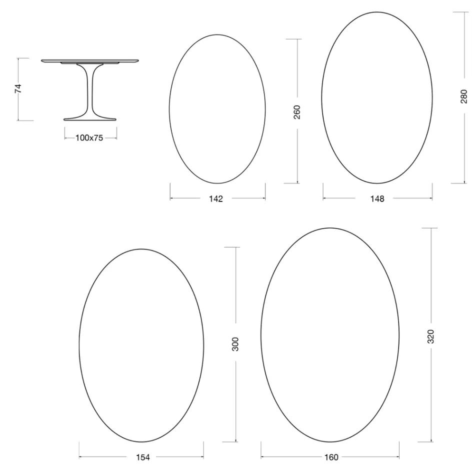 Tulip Saarinen Tisch H 74 cm aus Florim Statuario Lucido Keramik – Scharlachrot Viadurini