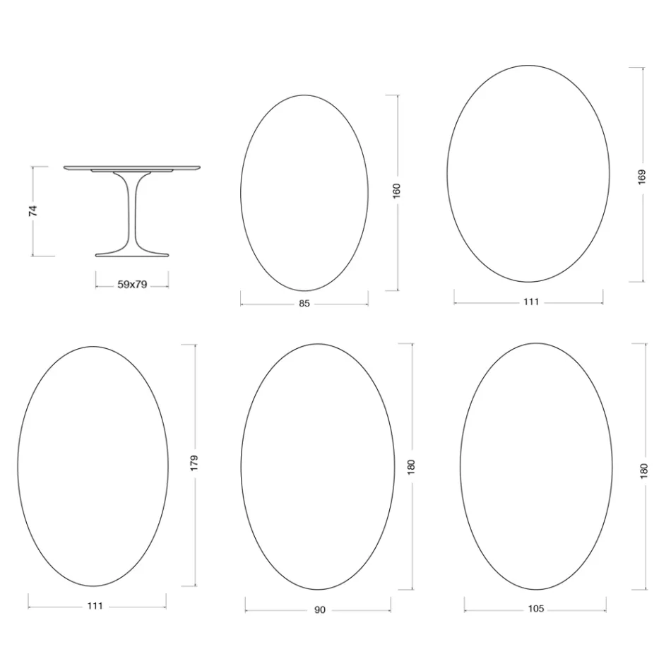 Tulip Saarinen Tisch H 74 cm aus Florim Statuario Lucido Keramik – Scharlachrot Viadurini
