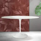 Tulip Saarinen Tisch H 74 cm Rund in Weiß Florim Keramik - Scharlachrot Viadurini
