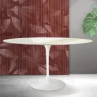Saarinen Tulip Tisch H 74 cm Rund in Florim Calacatta Gold Matt Keramik - Scharlachrot Viadurini