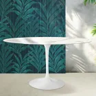 Saarinen Tulpentisch H 74 cm Rund in glänzender Statuario Florim Keramik - Scharlachrot Viadurini