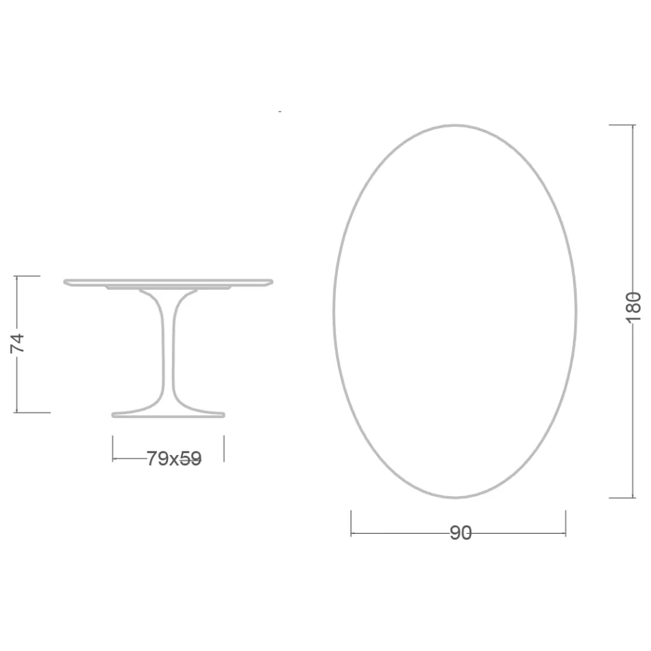 Tulpentisch Saarinen H 74 Oval aus Carrara-Marmor Statuarietto Made in Italy - Scharlachrot Viadurini