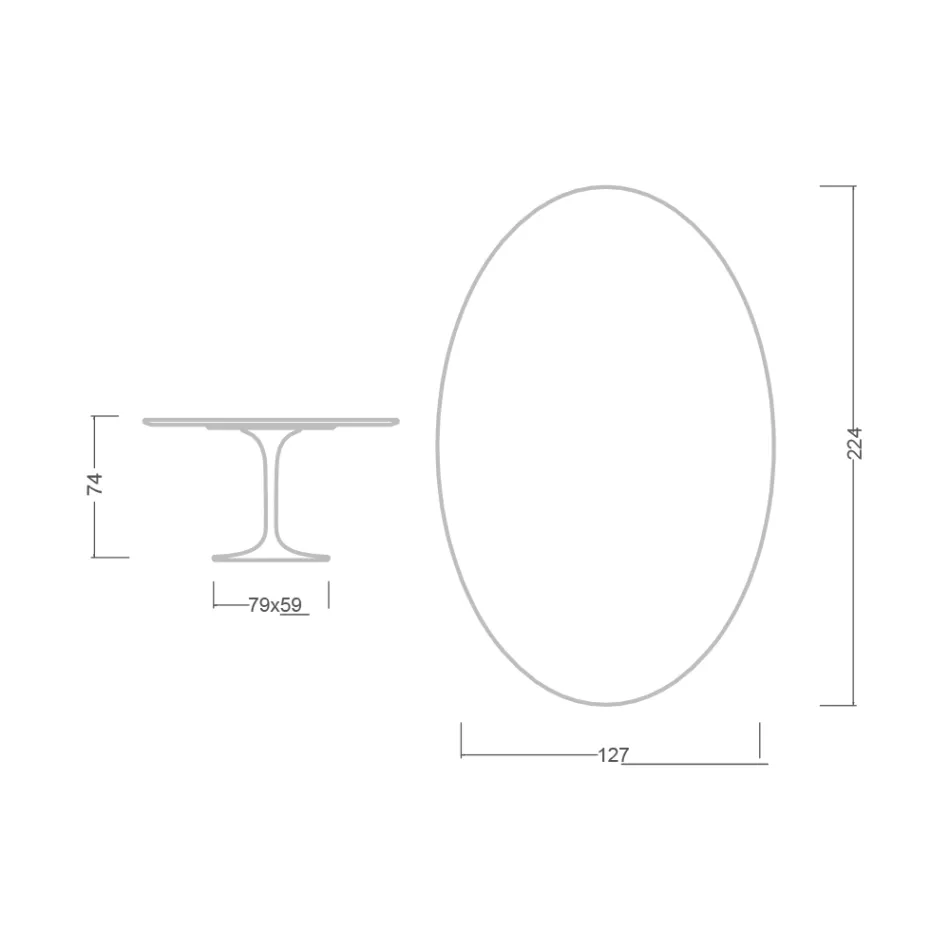 Tulpentisch Saarinen H 74 Oval aus Carrara-Marmor Statuarietto Made in Italy - Scharlachrot Viadurini