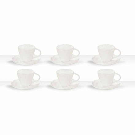 Teetassen aus weißem Porzellan 6 Stück Shabby Design - Rafiki Viadurini