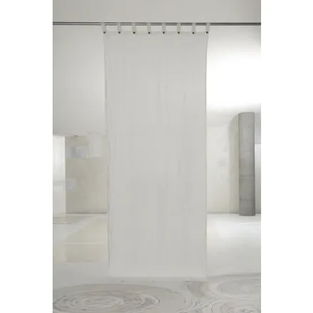 Weißer heller Leinenvorhang mit italienischen Luxus-Designknöpfen – Geogeo Viadurini