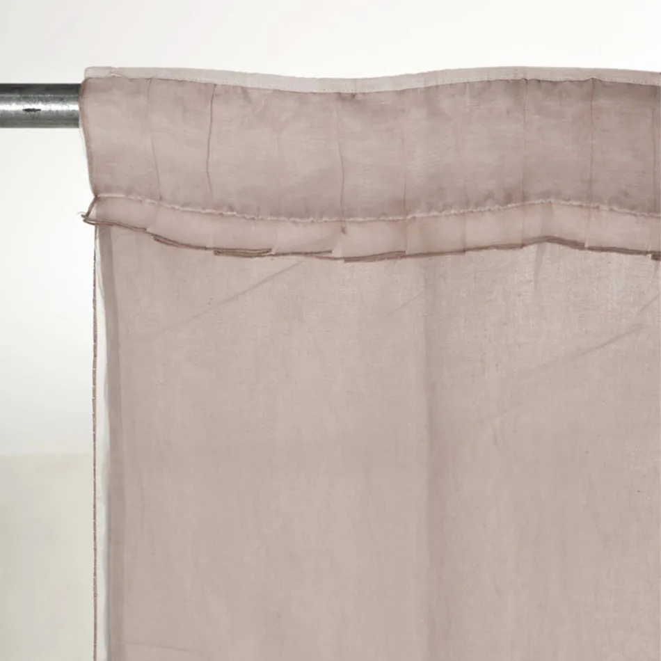 Leichter Leinenvorhang mit Organza und gotischer Stickerei im Luxuszentrum – Marinella Viadurini