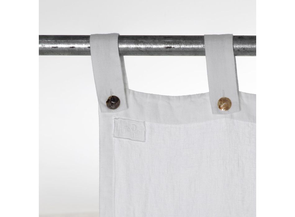 Weißer Vorhang aus schwerem Leinen mit Knöpfen, italienische Luxusqualität – Gorgia Viadurini