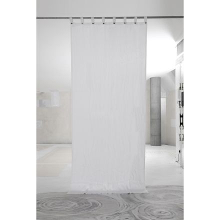 Schwerer weißer Leinenvorhang mit luxuriösen italienischen Qualitätsknöpfen - Gorgia Viadurini
