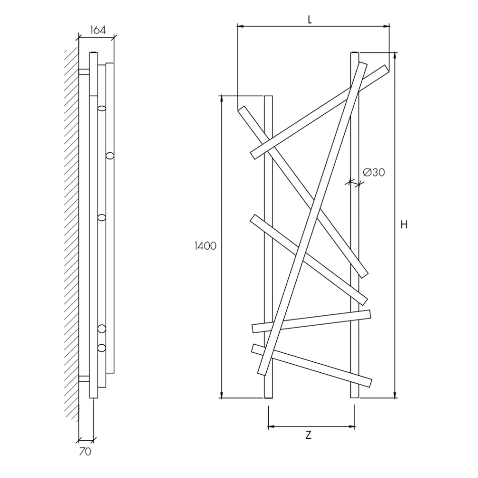 Elektrischer Stahlheizkörper mit runden Rohren Made in Italy - Random Viadurini
