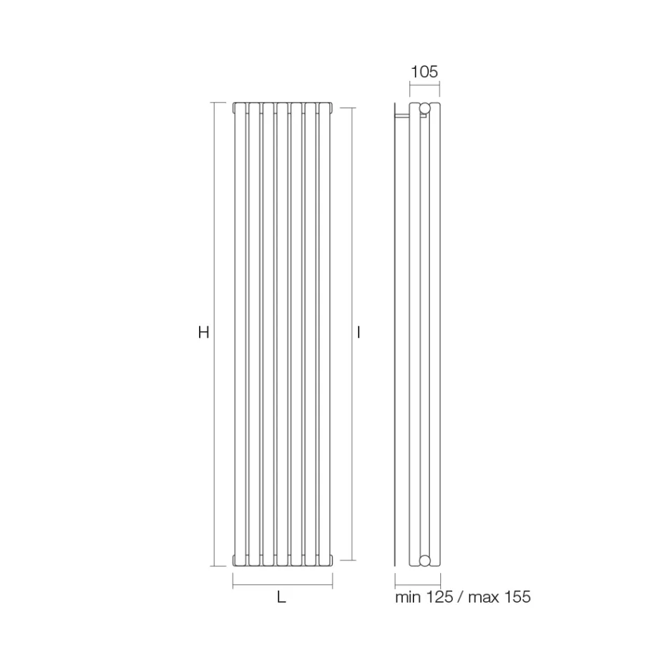 Hydraulischer Heizkörper mit horizontalen Kollektoren und vertikalen Rohren – Colomba Viadurini