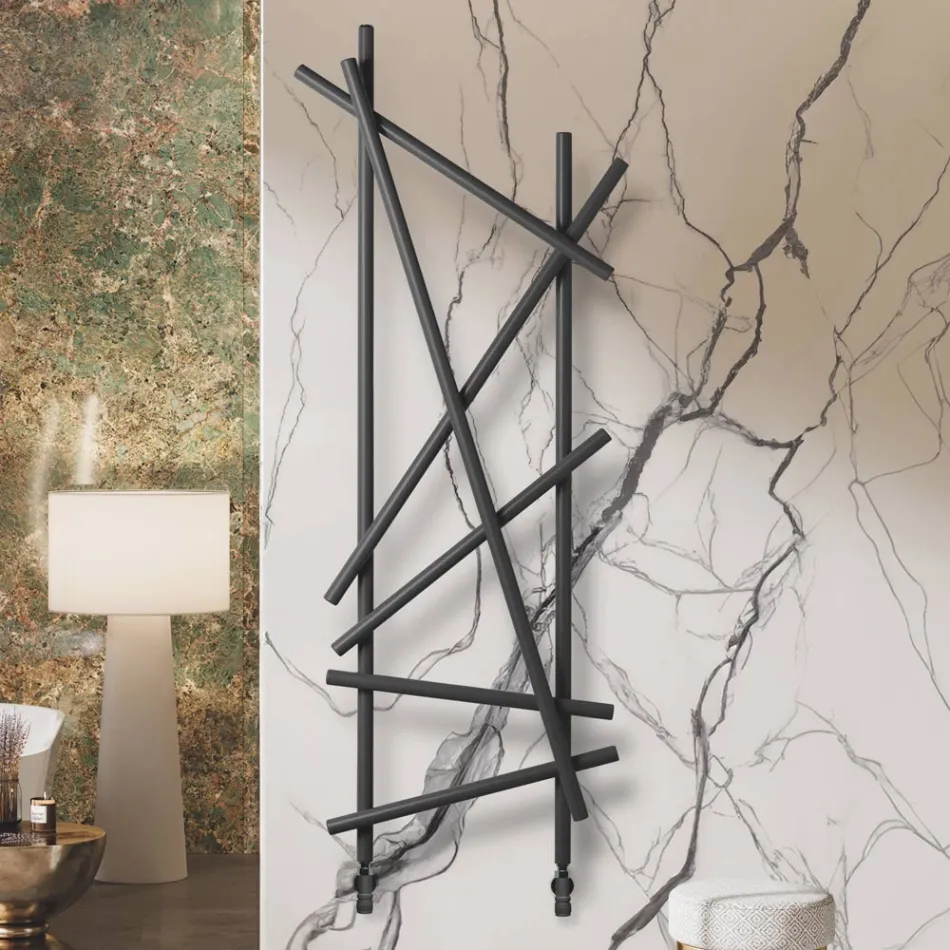 Hydraulischer Stahlheizkörper mit Rundrohren Made in Italy - Random Viadurini