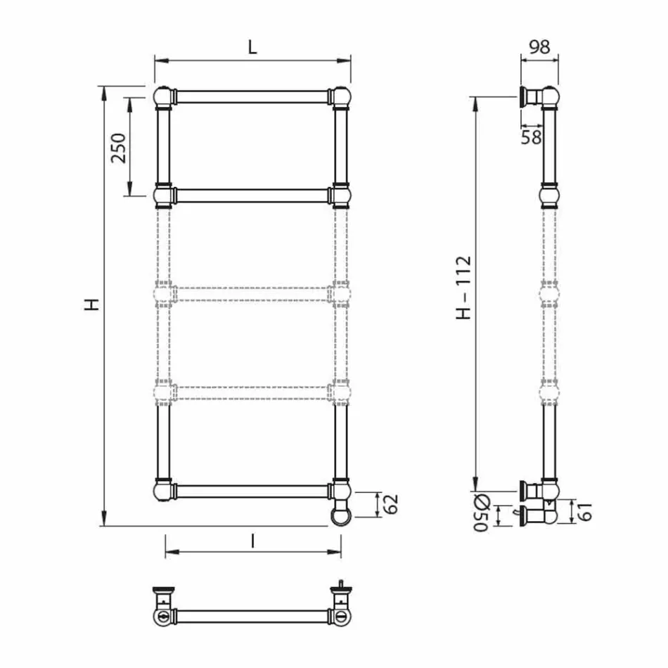 Heizkörper Elektrohandtuchwärmer Chrom in Messing Design 200 W - Caesar Viadurini