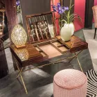 Moderner Schminktisch mit zu öffnender Platte aus poliertem Ebenholz Ada 3 Viadurini