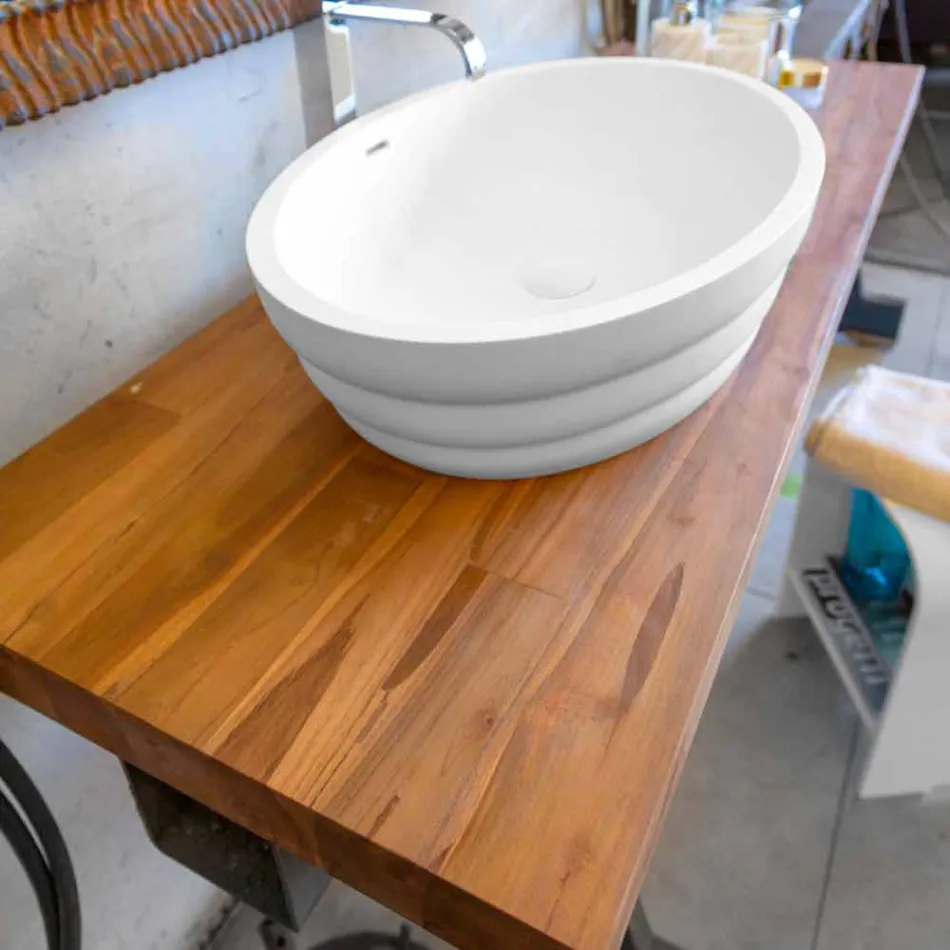 Aufsatzwaschtisch aus Norcia-Streifenteak Viadurini