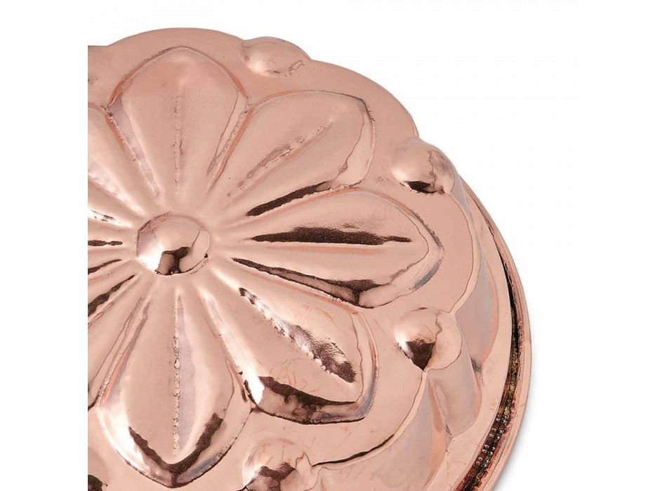 Runde handverzinnte Kupfer-Kuchenform mit Blumendekor 28 cm - Gianmattia Viadurini