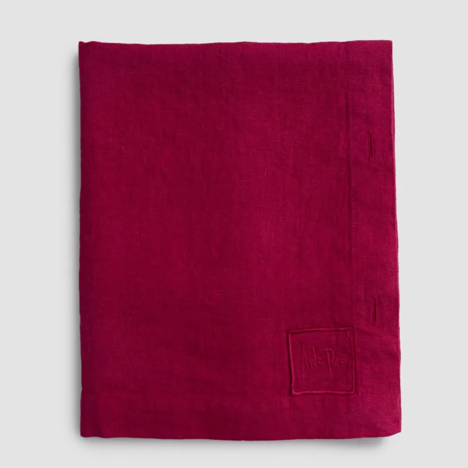 Modulare Tischdecke aus farbigem Leinen mit Knopflöchern und 10 Knöpfen – Mittelmeer Viadurini