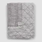 Anthrazitfarbene Leinentischdecke und Bordüre mit geometrischem Dekor, handgefertigt – Dippel Viadurini