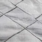 Anthrazitfarbene Leinentischdecke und Bordüre mit geometrischem Dekor, handgefertigt – Dippel Viadurini