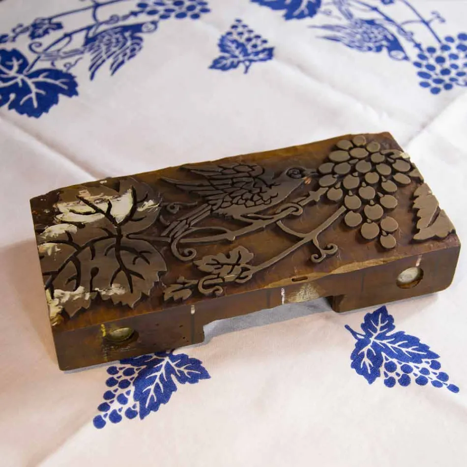 Hochkünstlerische Leinentischdecke mit italienischem Kunsthanddruck - Marken Viadurini