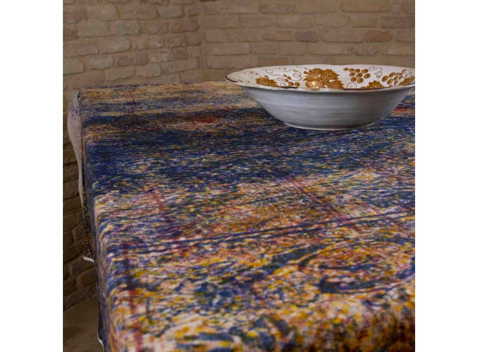 Hochwertige italienische Tischdecke aus handbedruckter Baumwolle - Marken Viadurini