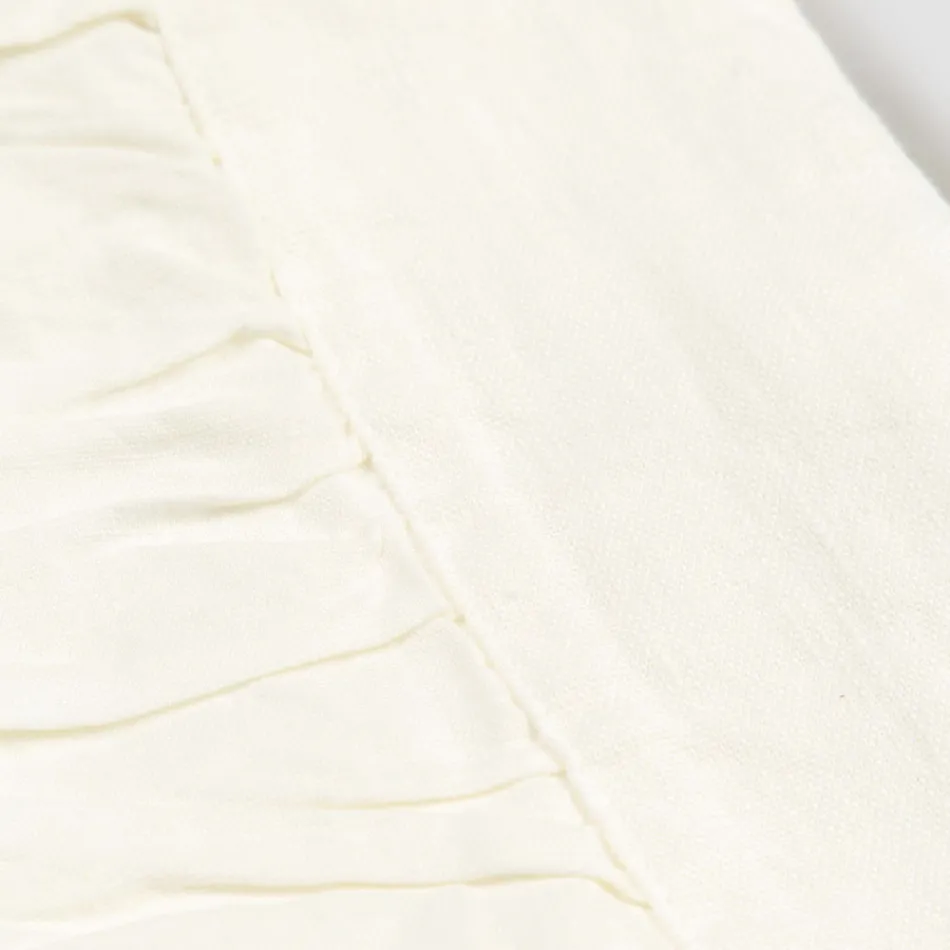 Rechteckige Tischdecke aus weißem Leinen, Rahmen und geprägter Faltkante – Mippel Viadurini