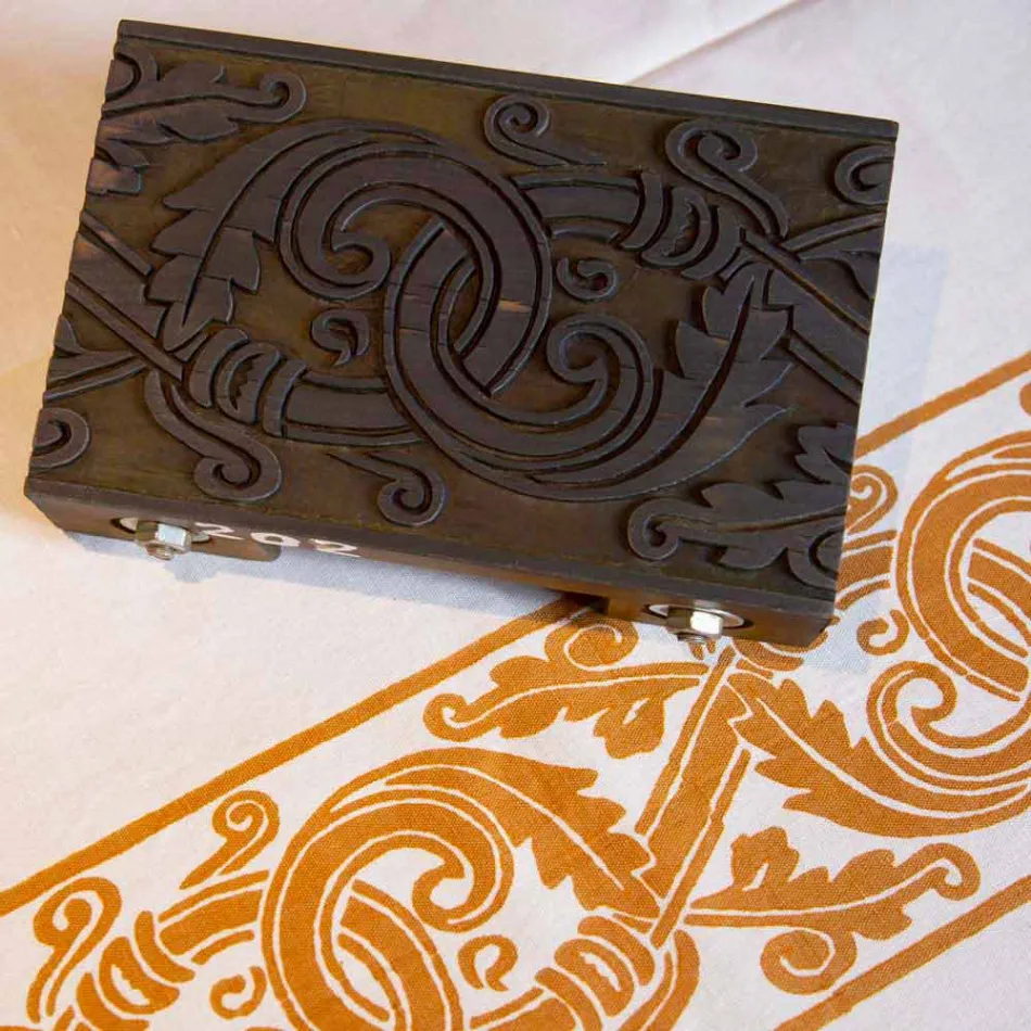 Hochwertige italienische bedruckte Tischdecke aus Baumwolle und Leinen - Marken Viadurini