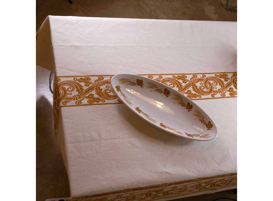 Hochwertige italienische bedruckte Tischdecke aus Baumwolle und Leinen - Marken