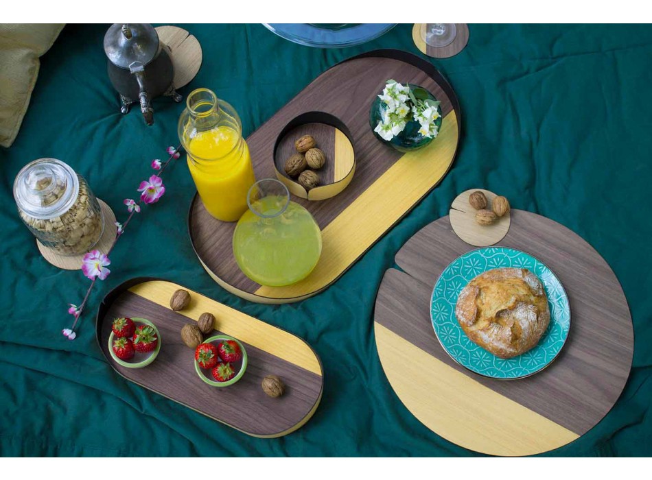 Tischdecke mit amerikanischem Rundholz und Stoff Made in Italy - Stan Viadurini