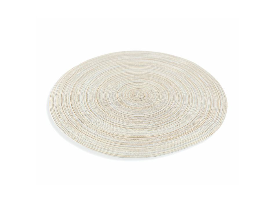 Runde amerikanische Tischsets aus weißem oder braunem Polyester 12 Stück - Zanette Viadurini