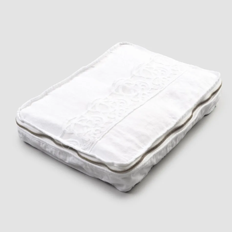 Großes Reiseetui aus Leinen mit italienischer Luxus-Sinergia-Spitze – Randall Viadurini