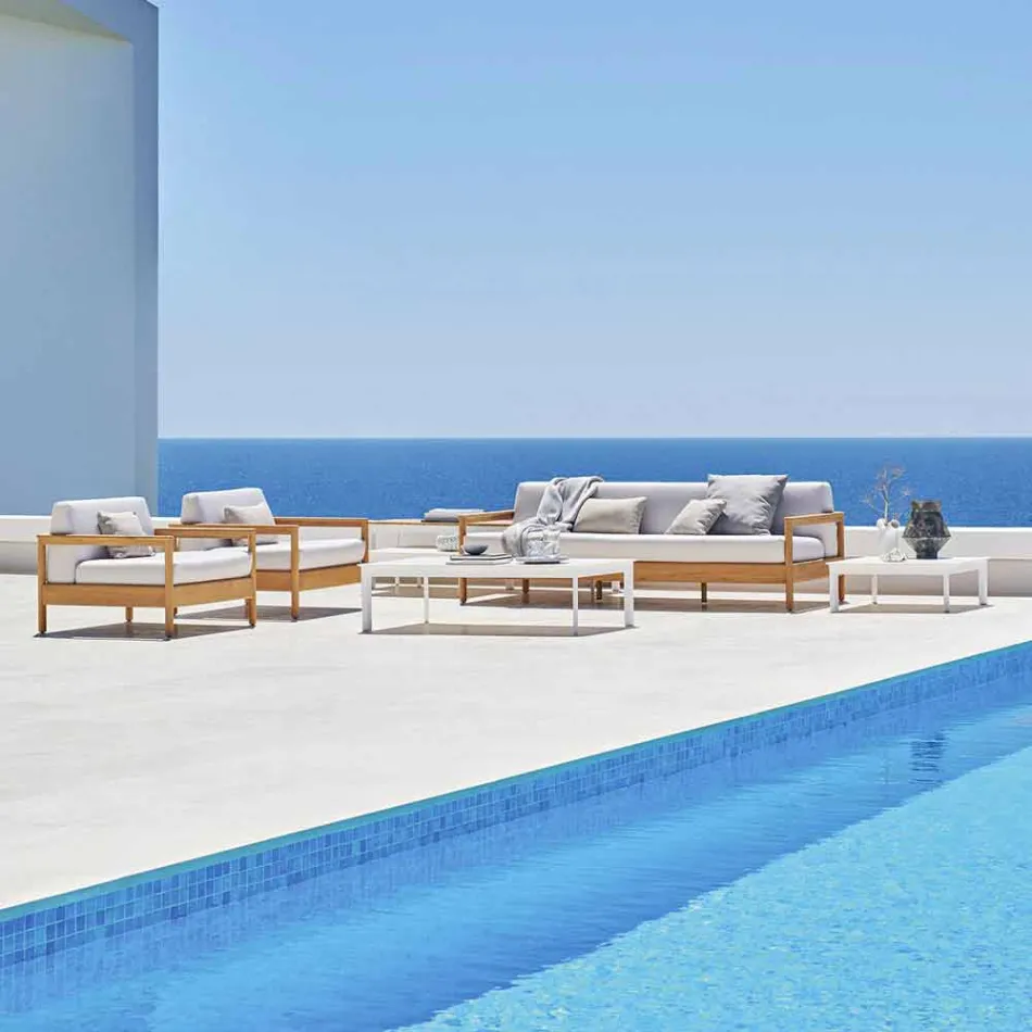 Varaschin Bali modernes 3-Sitzer-Outdoor-Sofa aus massivem Teakholz Viadurini