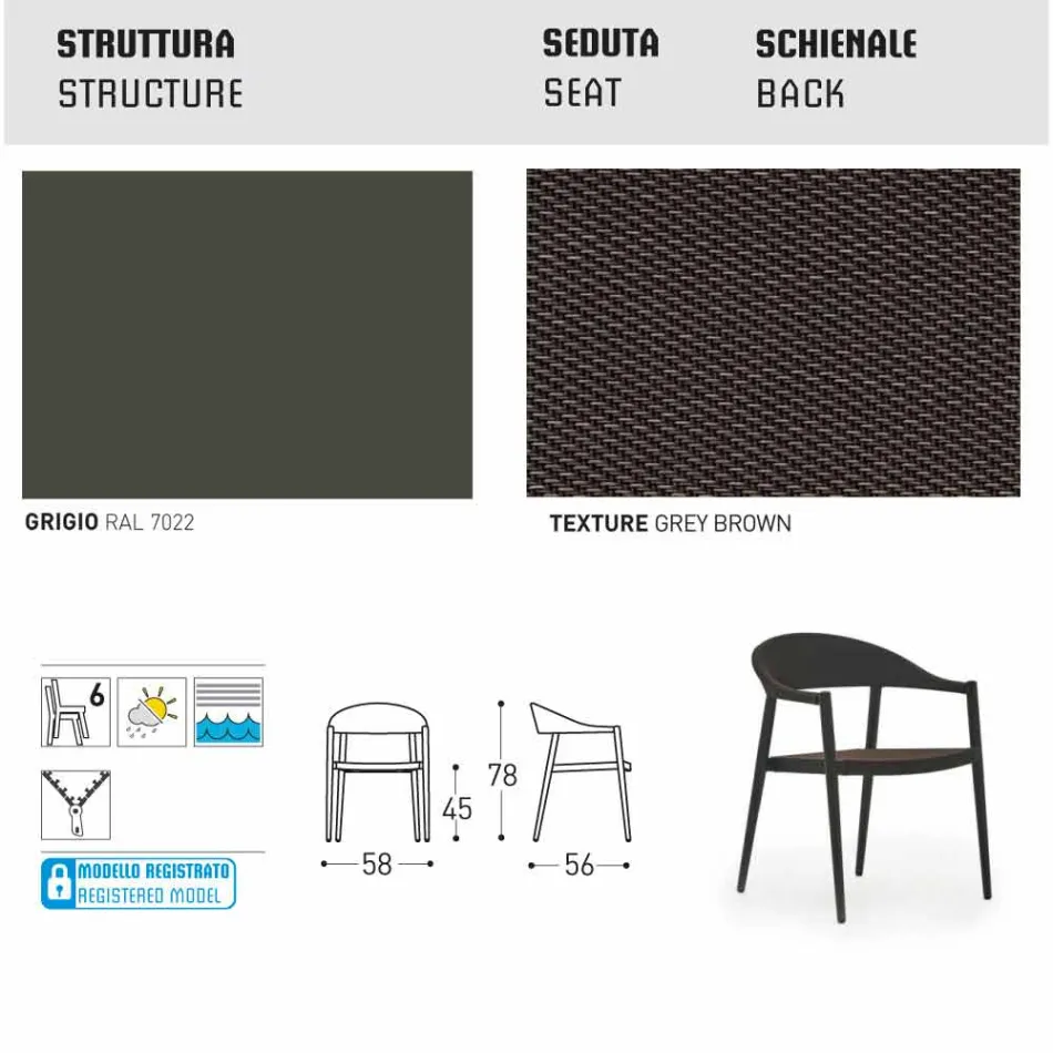 Varaschin Clever Stuhl aus modernem Design Garten, 6 Stück Viadurini