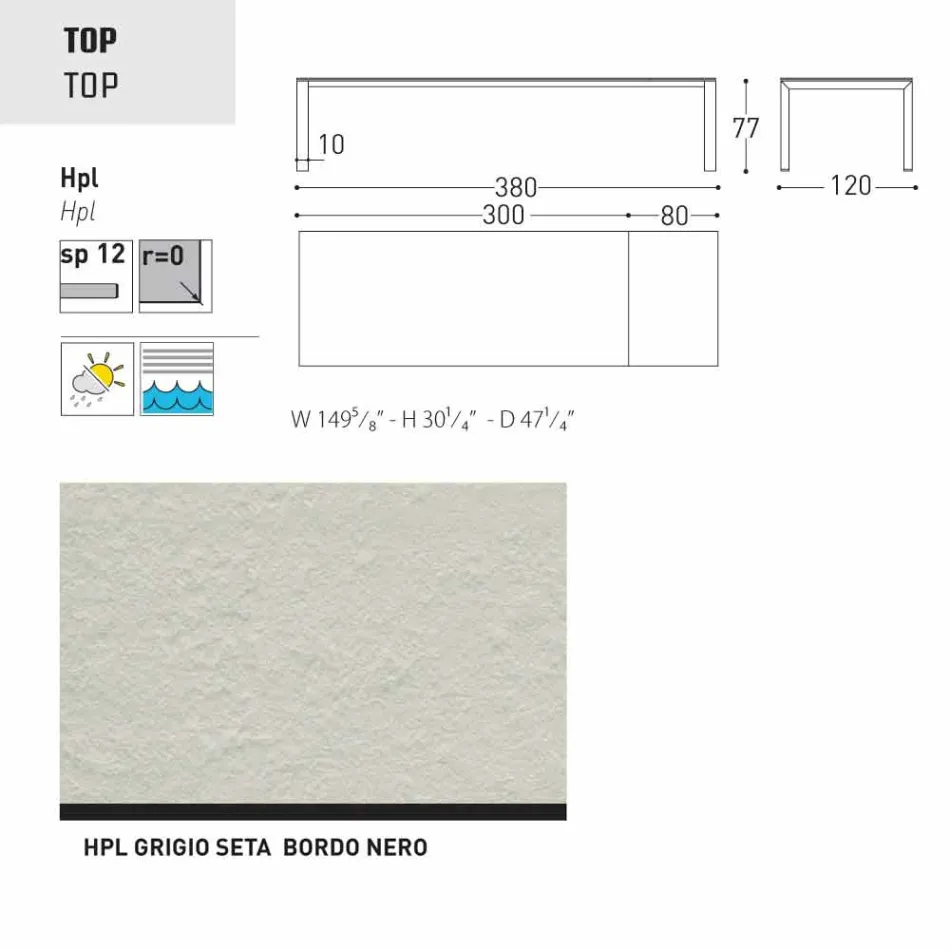 Varaschin Dolmen Gartentisch erweiterbar auf bis zu 380 cm Viadurini