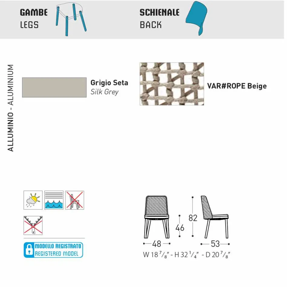 Varaschin Emma Design Gartenstuhl aus Stoff und Aluminium Viadurini