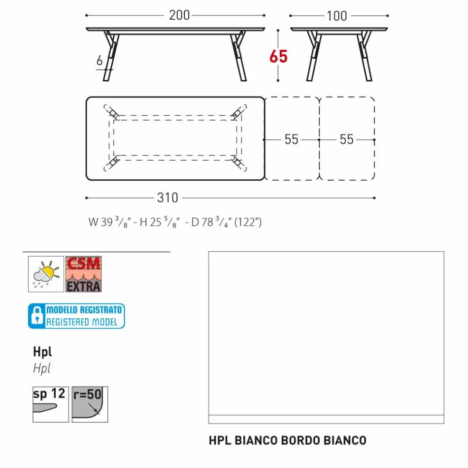 Varaschin Link-Tisch Gartentisch mit Teakholz Beinen, H65 cm Viadurini