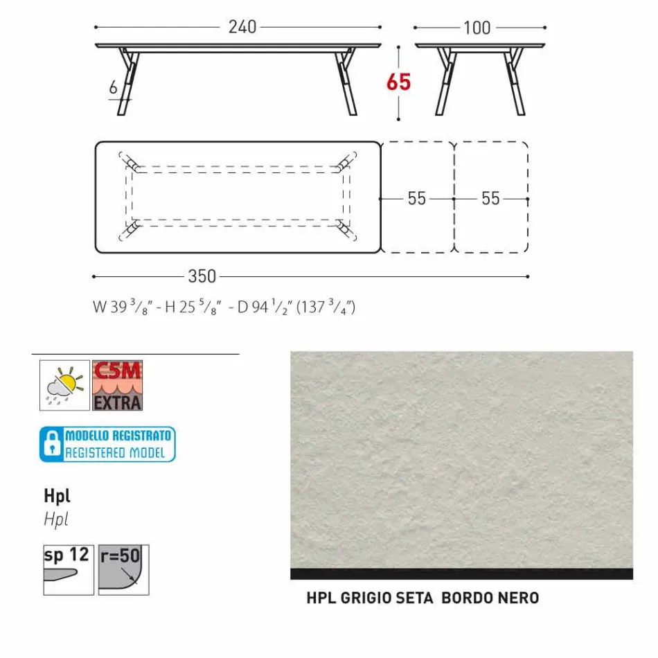 Varaschin Link-Tisch Gartentisch mit Teakholz Beinen, H65 cm Viadurini