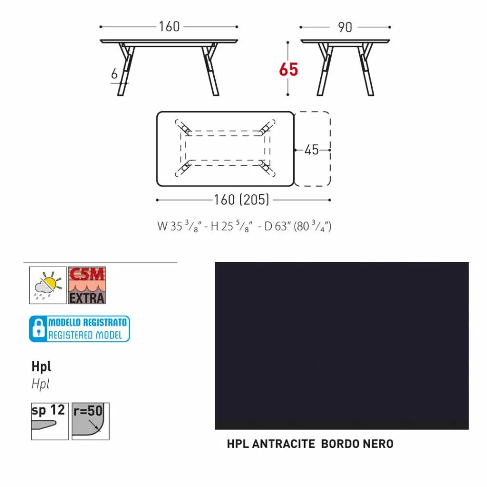 Varaschin Link-Tabelle H 65 cm Gärten erweiterbar auf bis zu 350 cm Viadurini