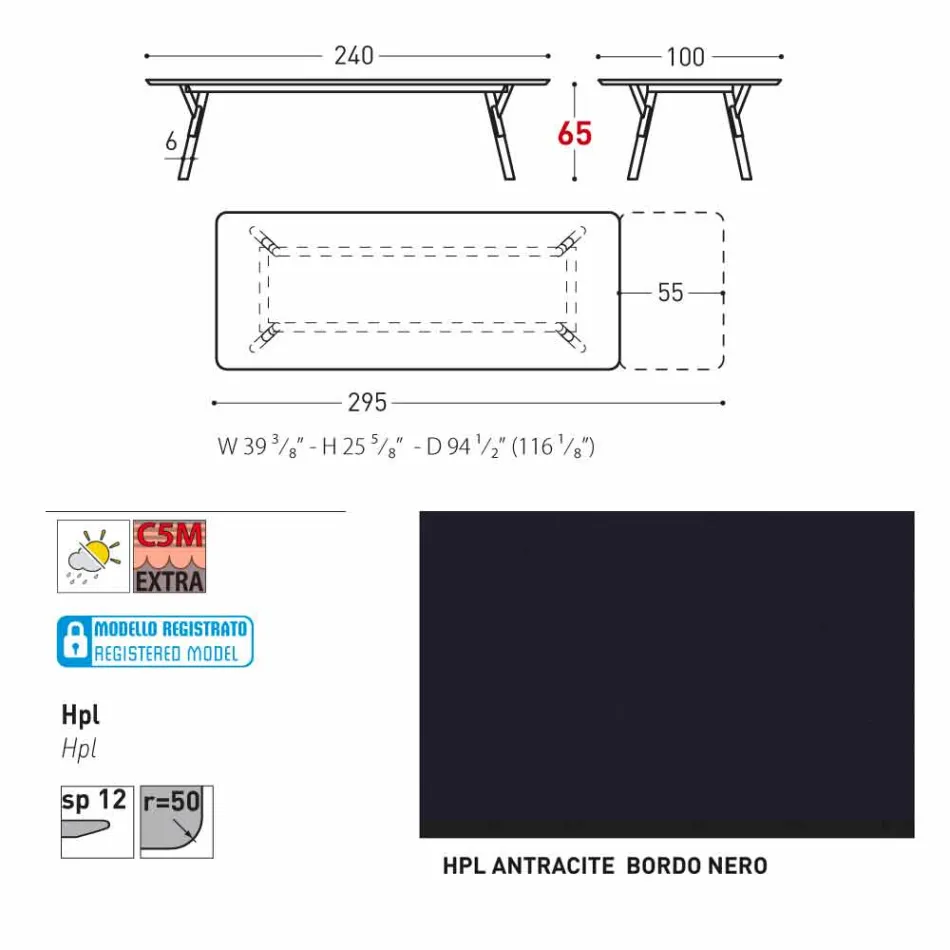 Varaschin Link-Tabelle H 65 cm Gärten erweiterbar auf bis zu 350 cm Viadurini