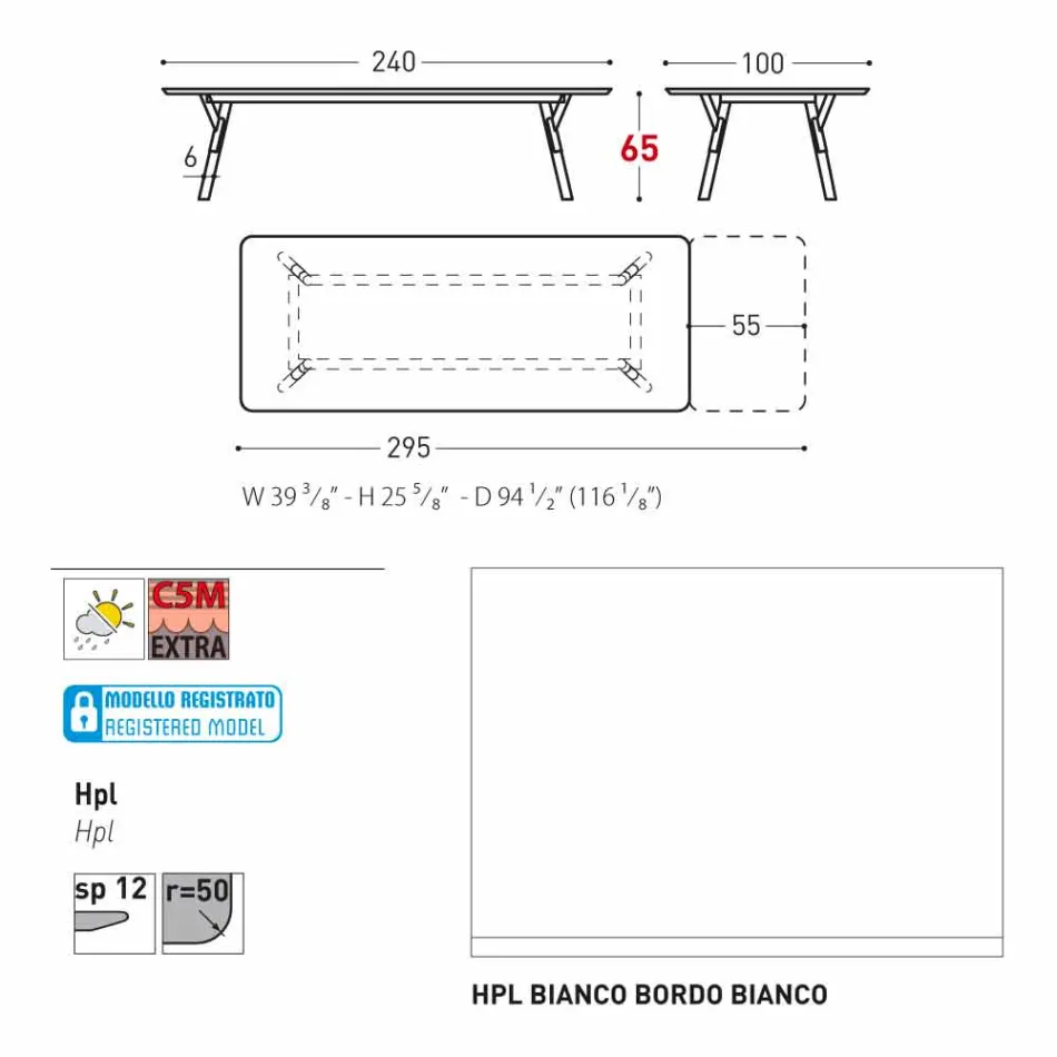 Varaschin Link-Tabelle H 65 cm Gärten erweiterbar auf bis zu 350 cm Viadurini