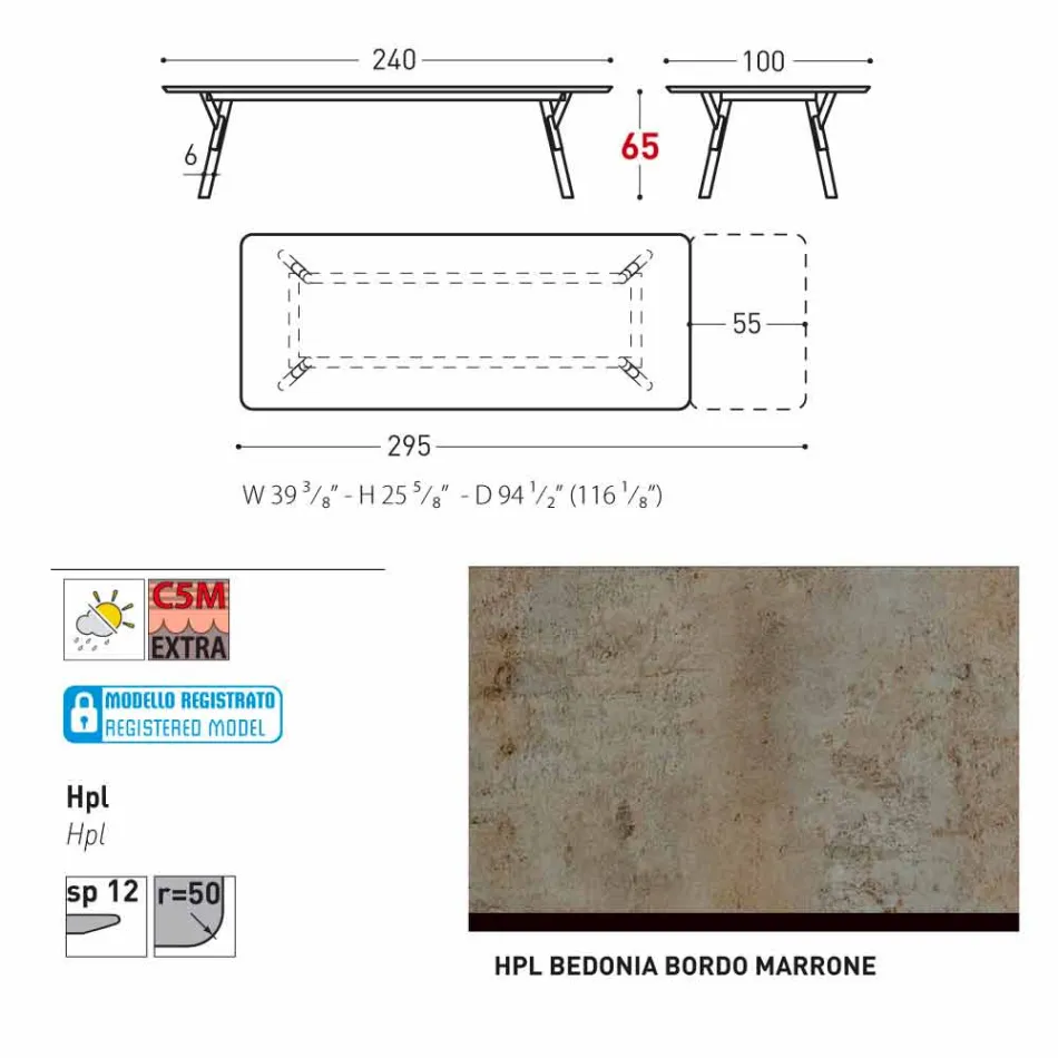 Varaschin Link-Tabelle H 65 cm Gärten erweiterbar auf bis zu 350 cm Viadurini