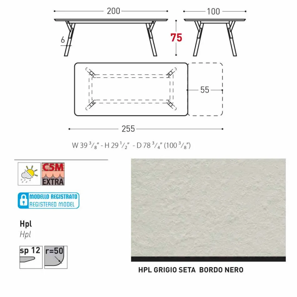 Varaschin Link-Garten Anschiebetisch mit Teakholz Beinen, H75 cm Viadurini