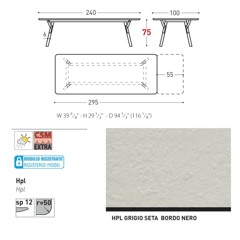 Varaschin Link moderner ausziehbarer Gartentisch, H 73,2 cm Viadurini