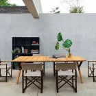 Varaschin Link-Gartentisch mit Teakholz Beinen, H 65 cm Viadurini